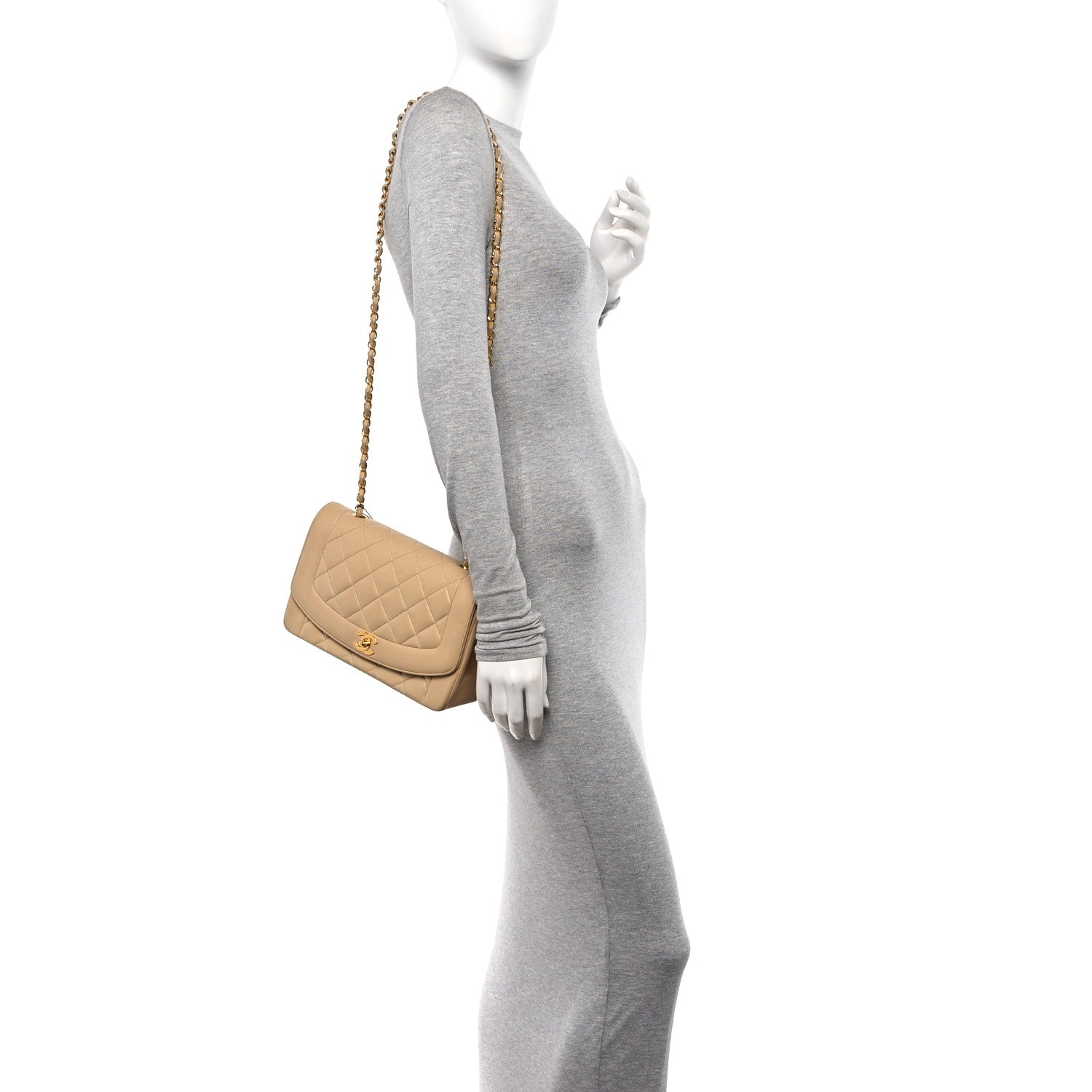 Chanel Lambskin Quilted Medium Single Flap Beige 2 of 13