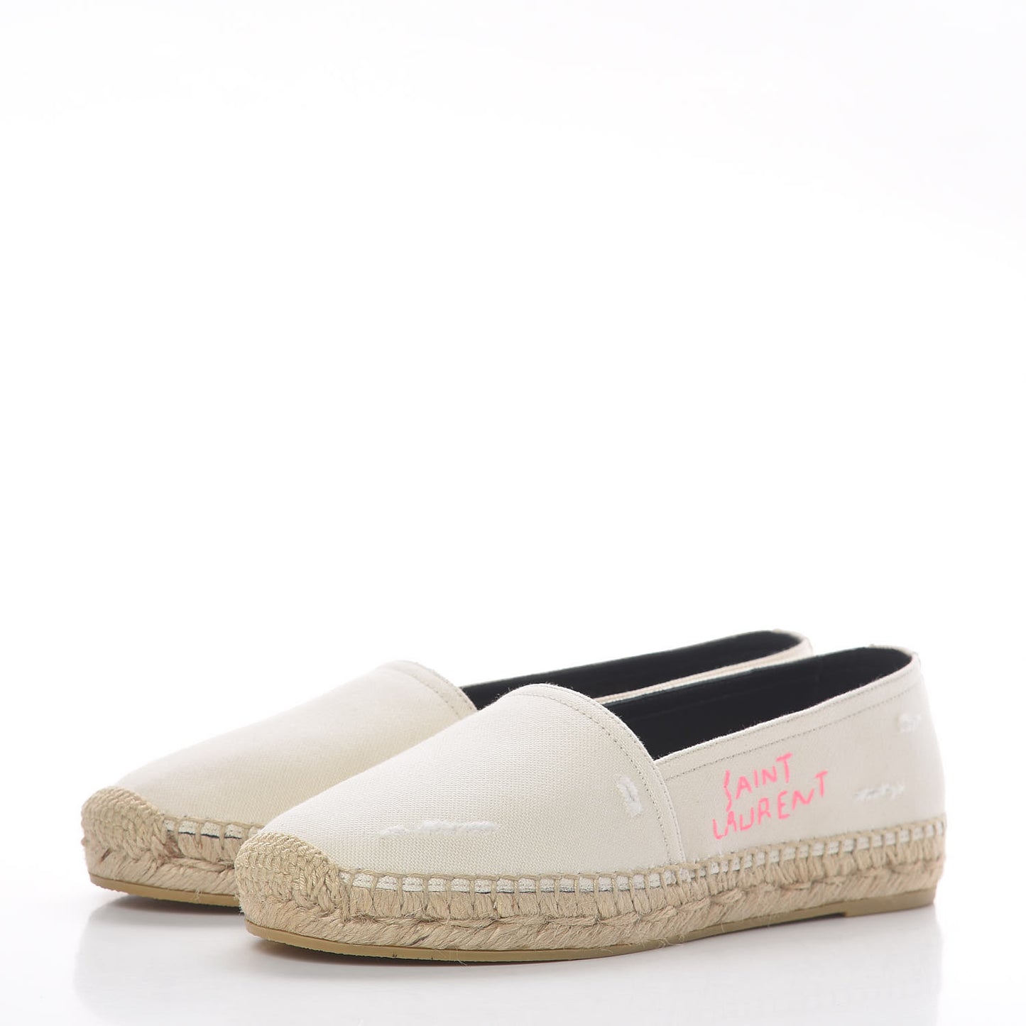 Canvas Elba Logo Embroidered Espadrilles 35 Panna