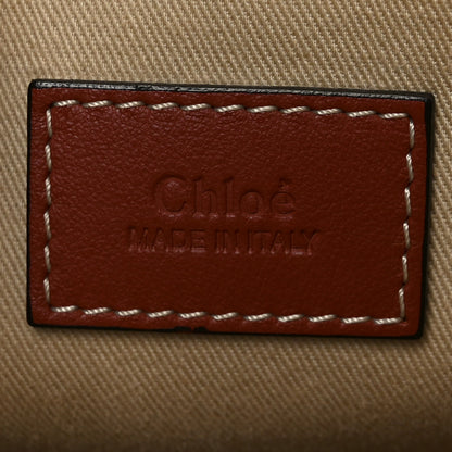 Chloe Linen Calfskin Medium Woody Ribbon Tote White Brown 6 of 10