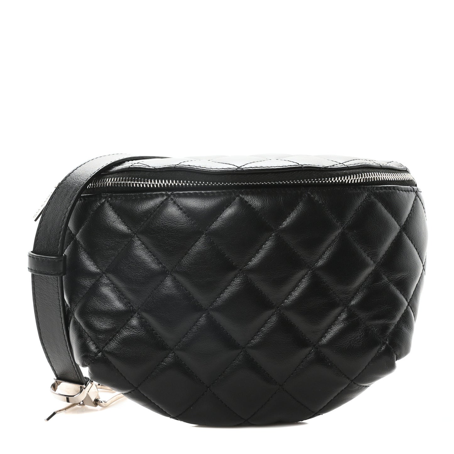 Calfskin Quilted Waist Belt Bag Black