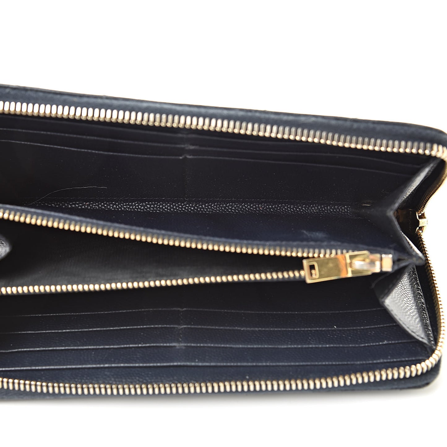 Grain De Poudre Matelasse Chevron Monogram Zip Around Wallet Navy