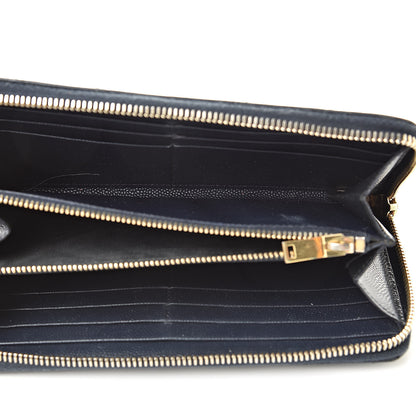 Saint Laurent Grain De Poudre Matelasse Chevron Monogram Zip Around Wallet Navy 5 of 16