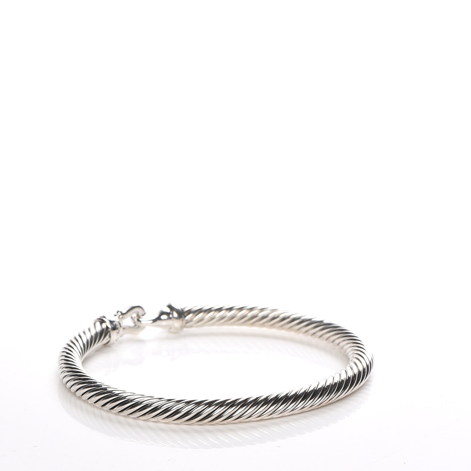David Yurman Sterling Silver Diamond 5mm Cable Buckle Bracelet 3 of 4