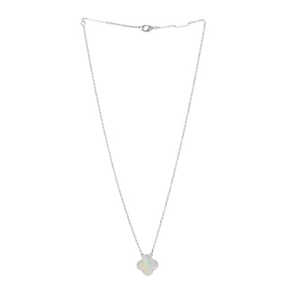 Van Cleef & Arpels 18K White Gold Mother of Pearl Vintage Alhambra Pendant Necklace 3 of 6