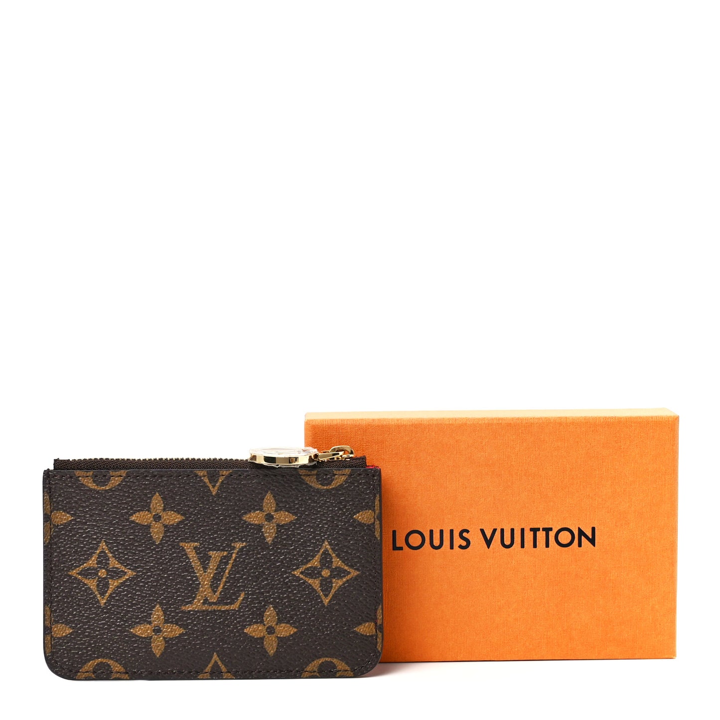 Monogram Zipped Romy Card Holder Red