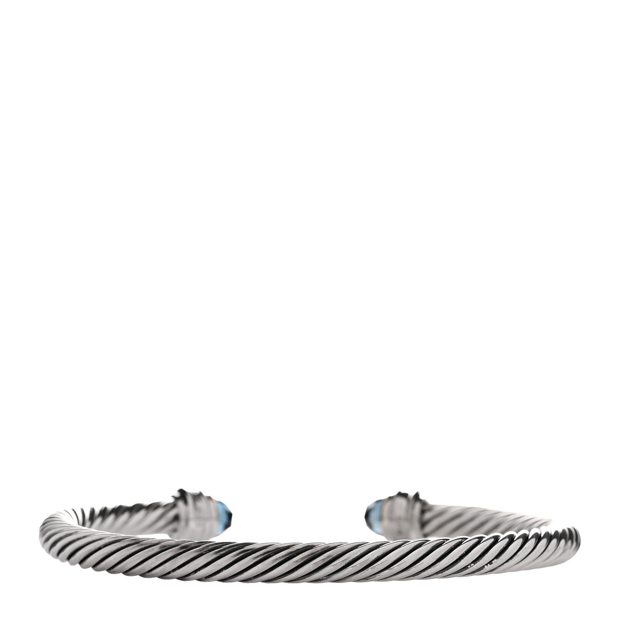 David Yurman Sterling Silver Diamond Hampton Blue Topaz 5mm Cable Classics Bracelet 2 of 3