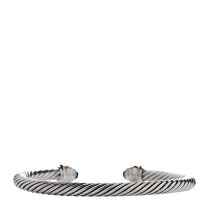 David Yurman Sterling Silver Diamond Hampton Blue Topaz 5mm Cable Classics Bracelet 2 of 3