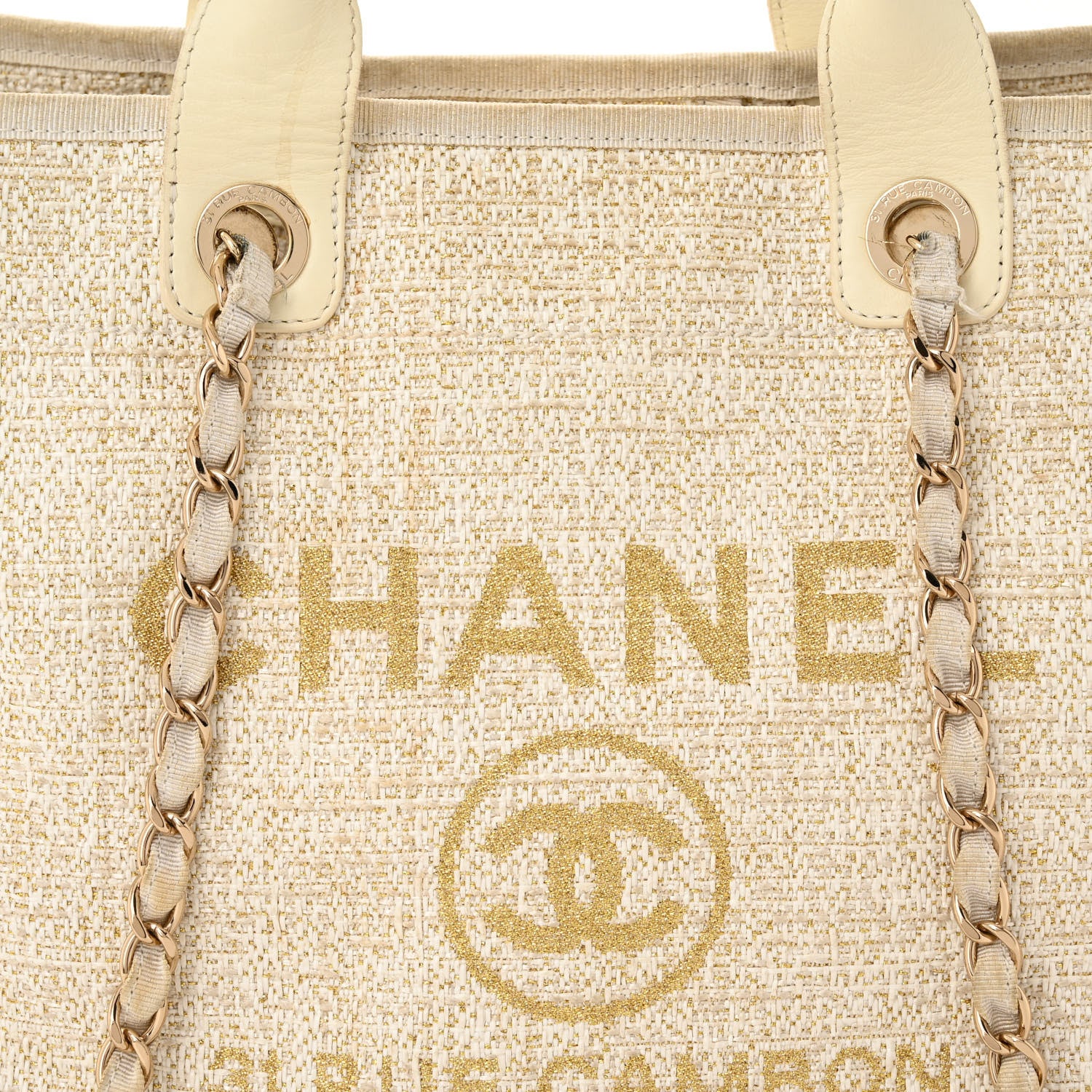 Chanel Canvas Large Deauville Tote Ivory 8 of 13