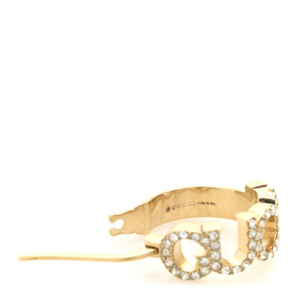 Gucci Metal Crystal Logo Hoop Earrings Gold 4 of 4