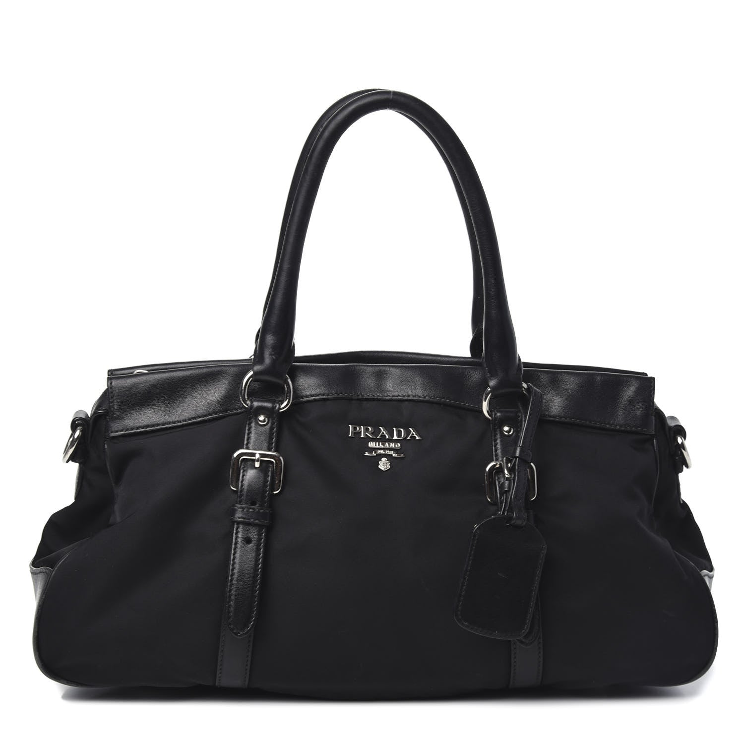 Prada Tessuto Nylon Soft Calf Shopping Satchel Black 1 of 10