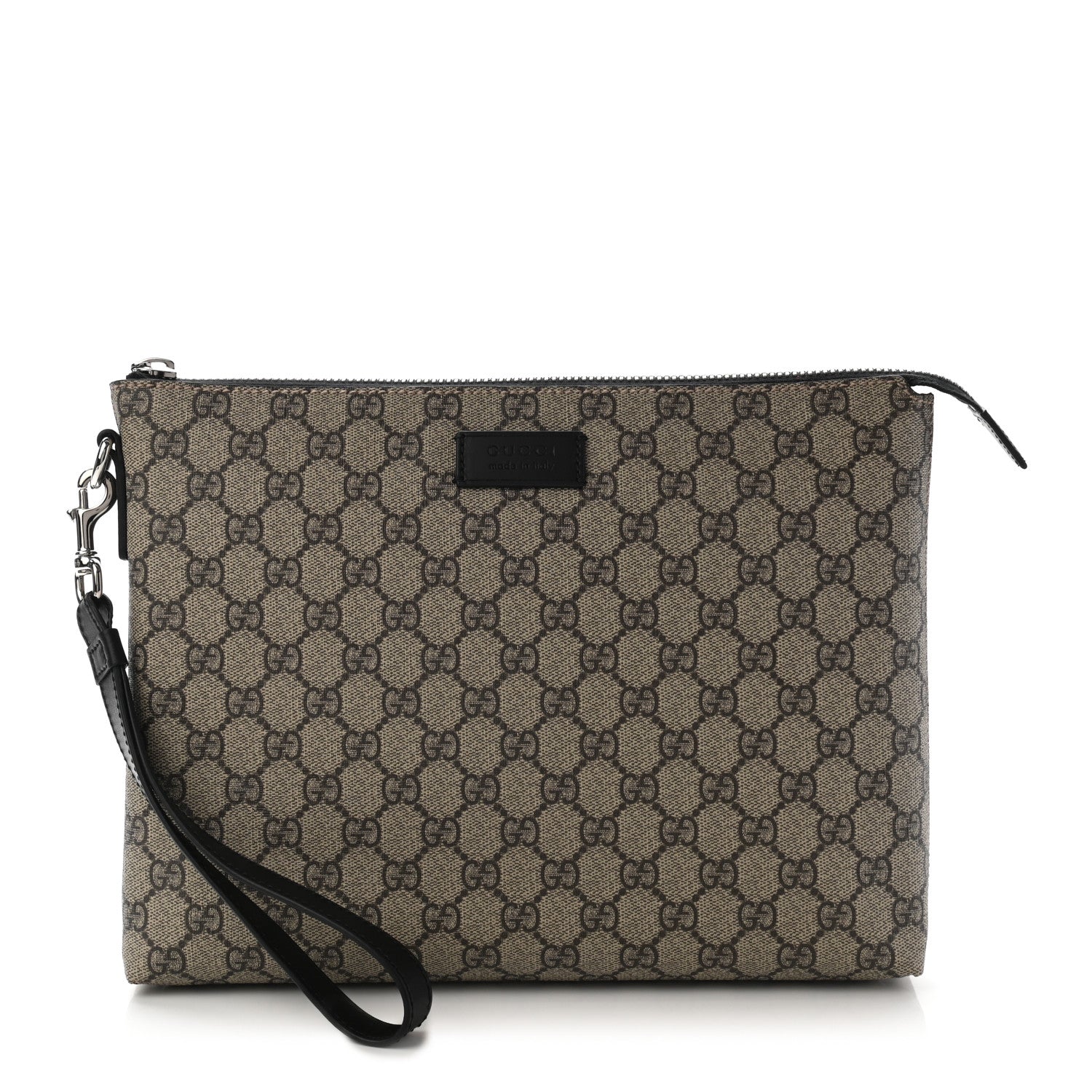 Gucci GG Supreme Monogram Mens Wristlet Black 1 of 10