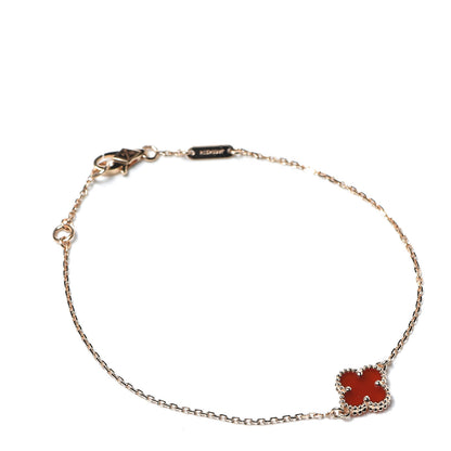Van Cleef & Arpels 18K Rose Gold Carnelian Sweet Alhambra Bracelet 1 of 7