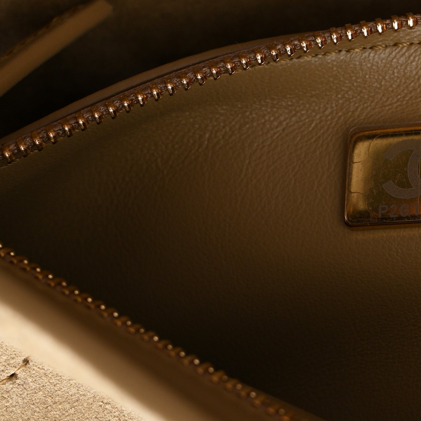 Suede Calfskin Small Souplissimo Maxi Flap Dark Beige
