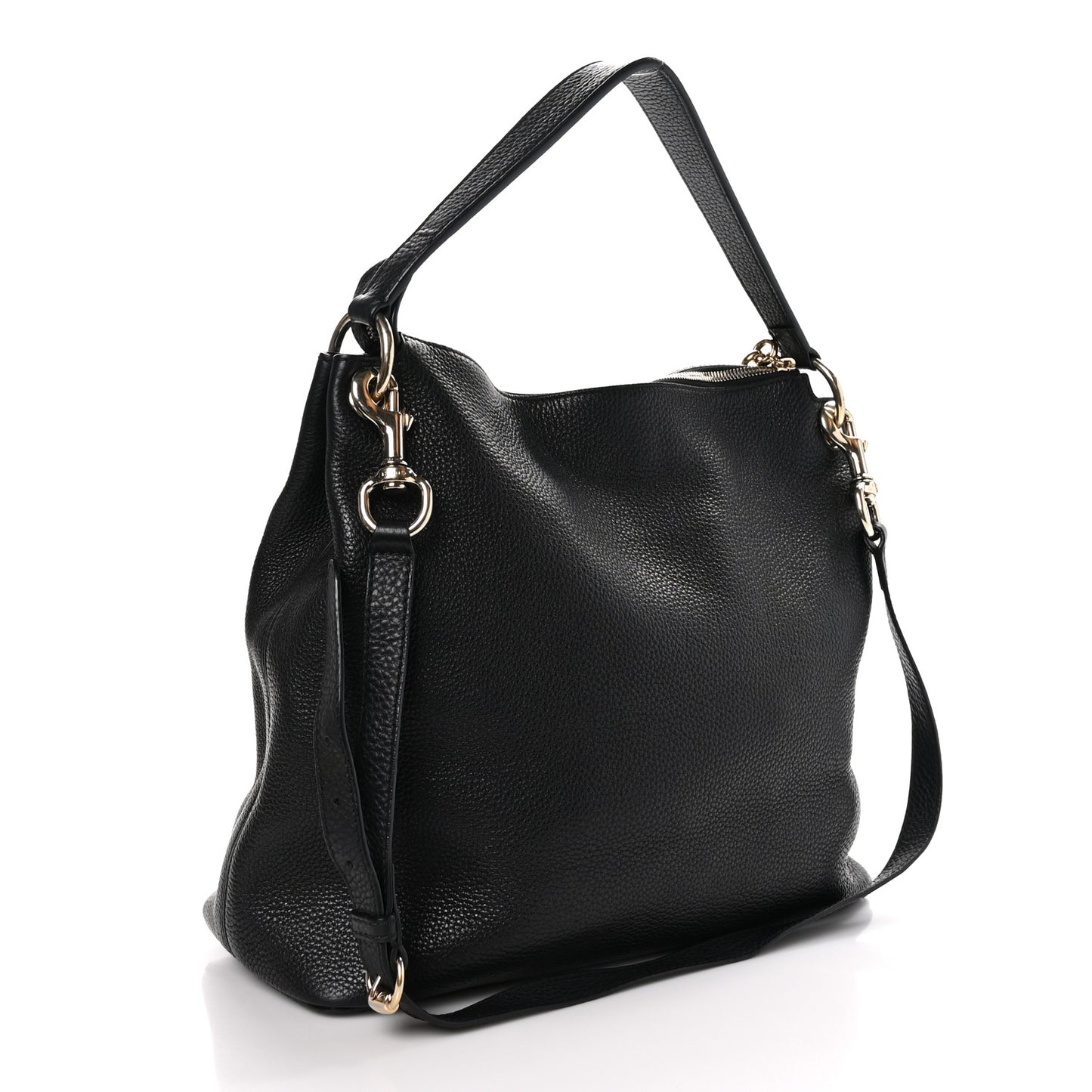 Pebbled Calfskin Large Soho Hobo Black