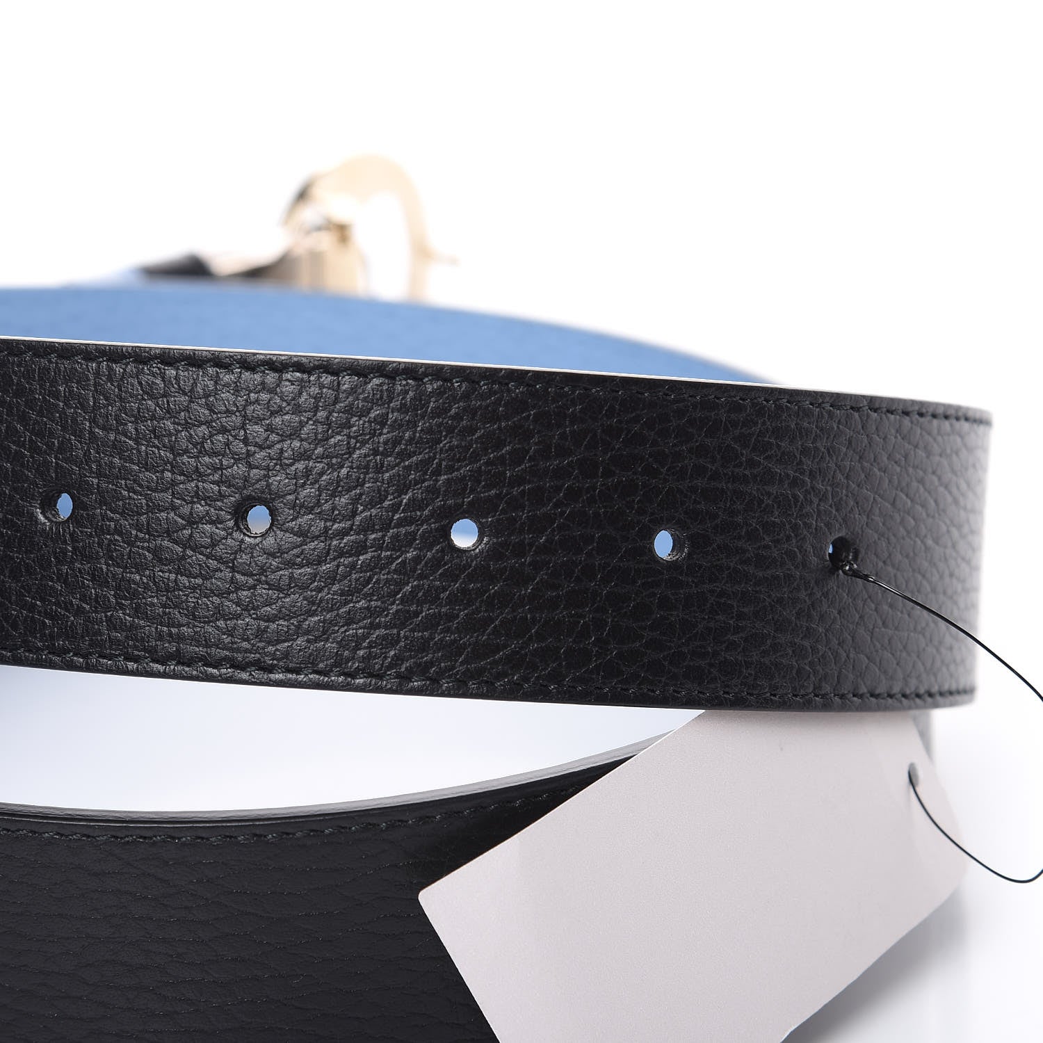 Gucci Dollar Calfskin 1973 Reversible Belt 90 36 Black Mineral Blue 5 of 6