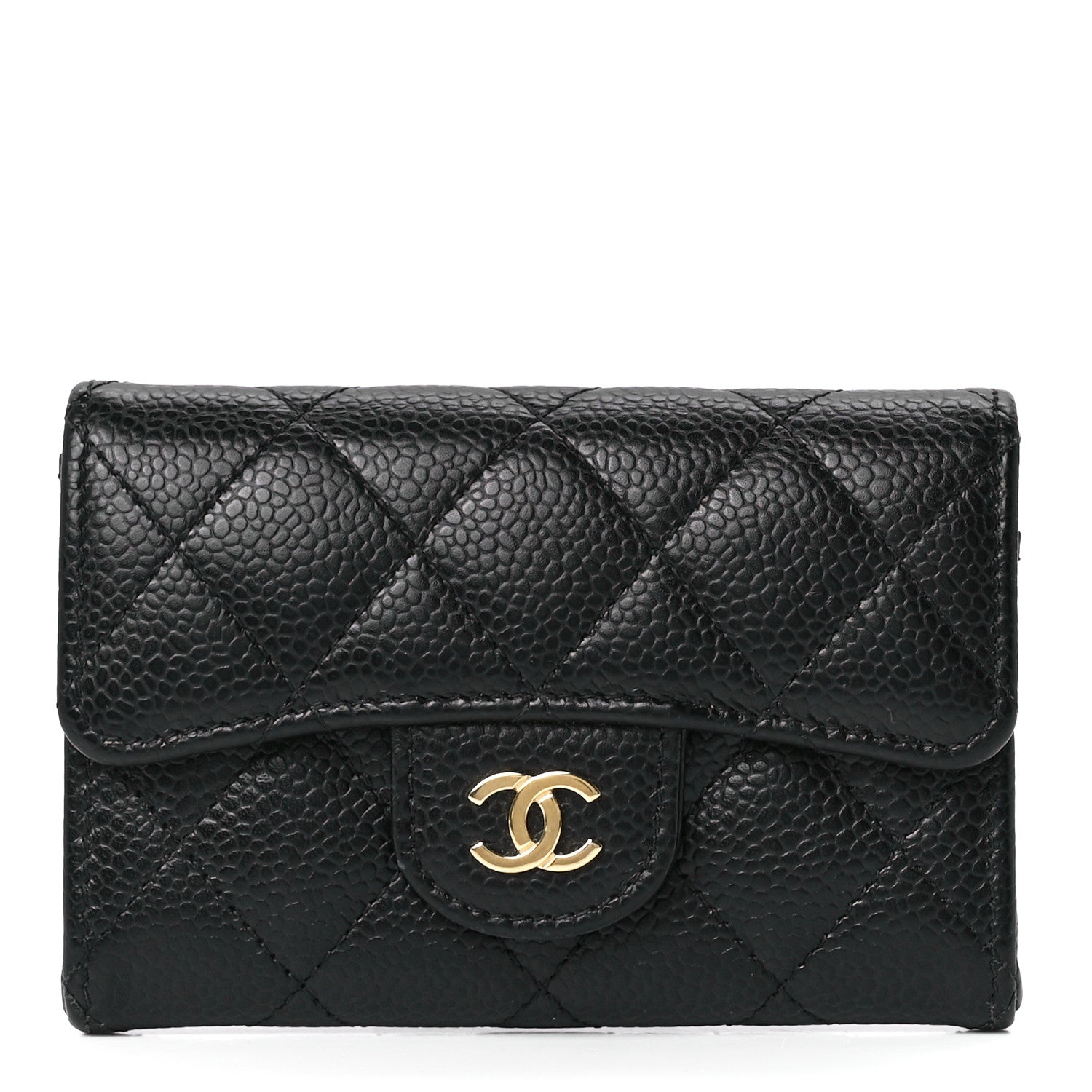 Chanel Caviar Quilted Flap Card Holder Wallet Black 1 of 12