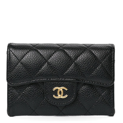 Chanel Caviar Quilted Flap Card Holder Wallet Black 1 of 12
