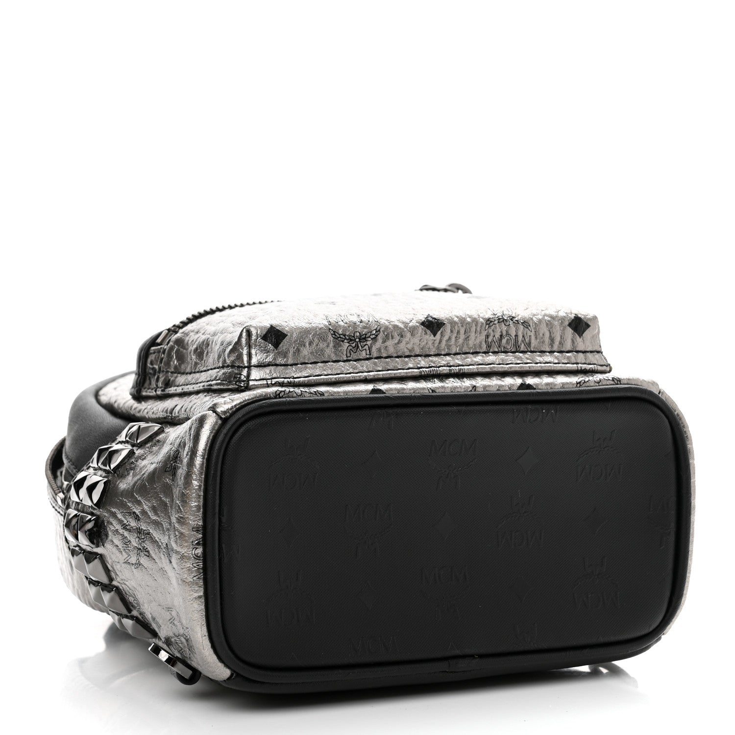 MCM Metallic Visetos Studded X-Mini Bebe Boo Backpack Silver 4 of 12