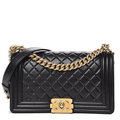 Chanel Lambskin Quilted Medium Boy Flap Black 1 of 16