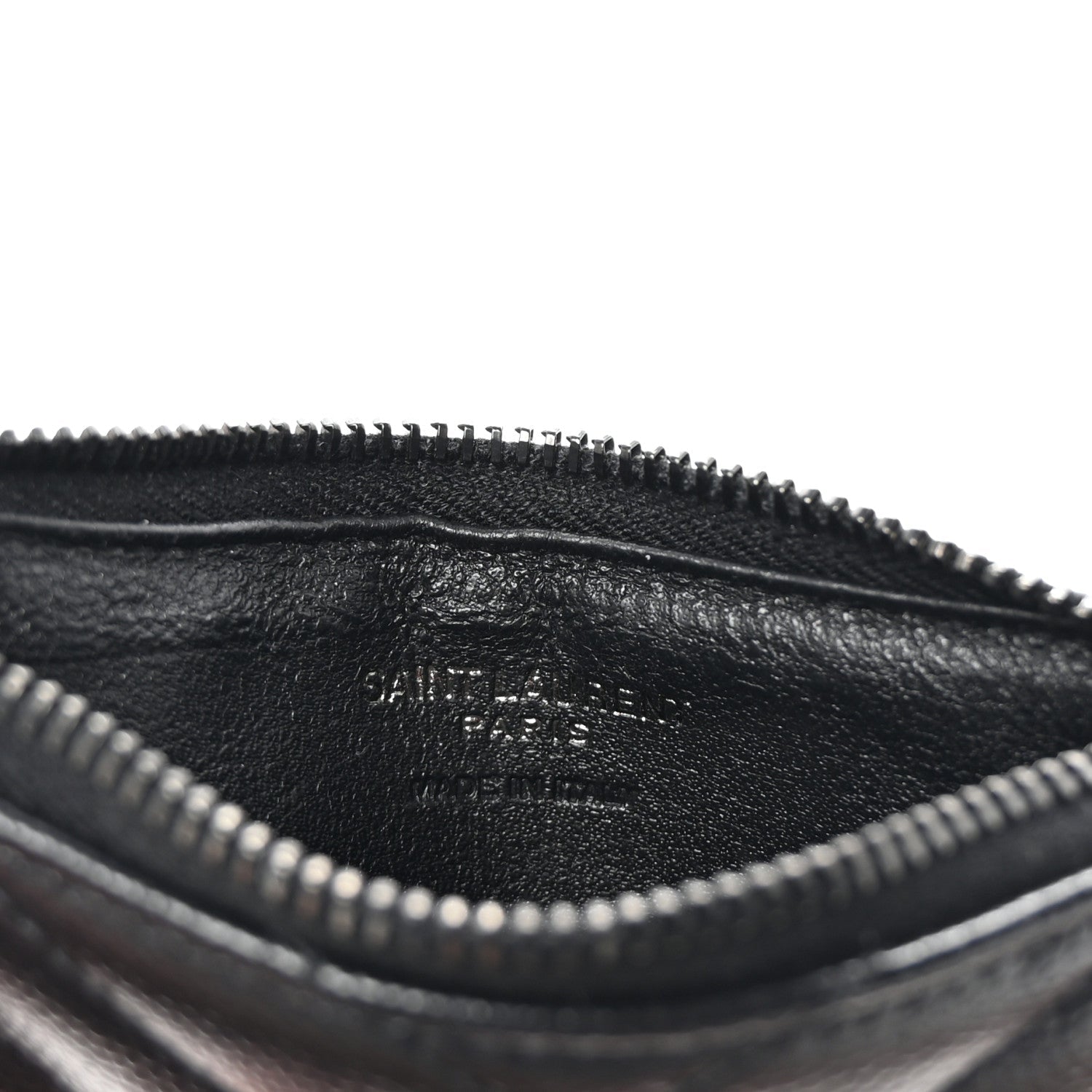 Saint Laurent Grain De Poudre Matelasse Chevron Monochrome Fragments Zippered Card Case Black 6 of 7