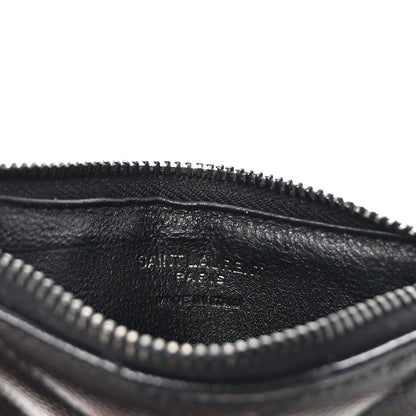 Saint Laurent Grain De Poudre Matelasse Chevron Monochrome Fragments Zippered Card Case Black 6 of 7