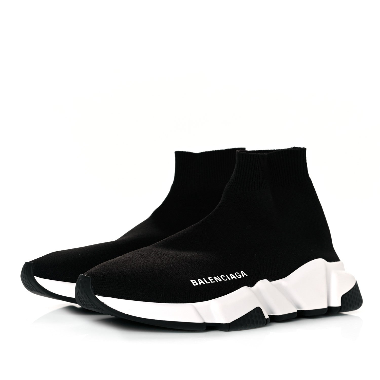 Balenciaga Neoprene Knit Womens Speed Sneakers 37 Black White 2 of 7
