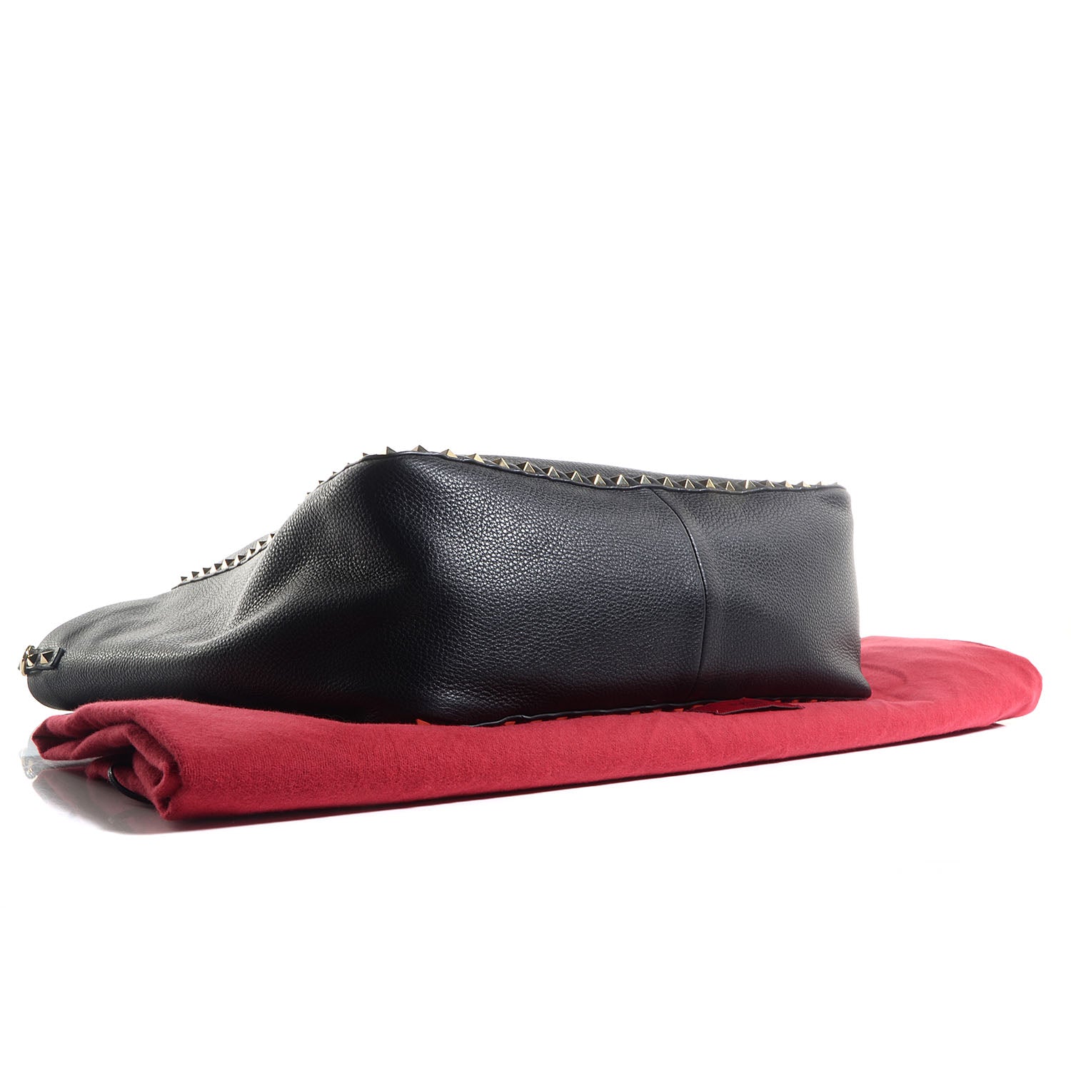 Valentino Garavani Pebbled Calfskin Medium Rockstud Reversible Tote Black Rosso Valentino 4 of 7