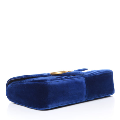 Gucci Velvet Matelasse Medium GG Marmont Shoulder Bag Cobalt Blue 4 of 12