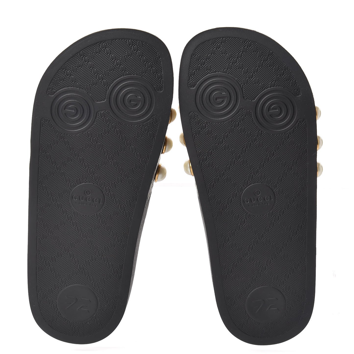 GG Supreme Monogram Pearls Slide Sandals 34 Beige
