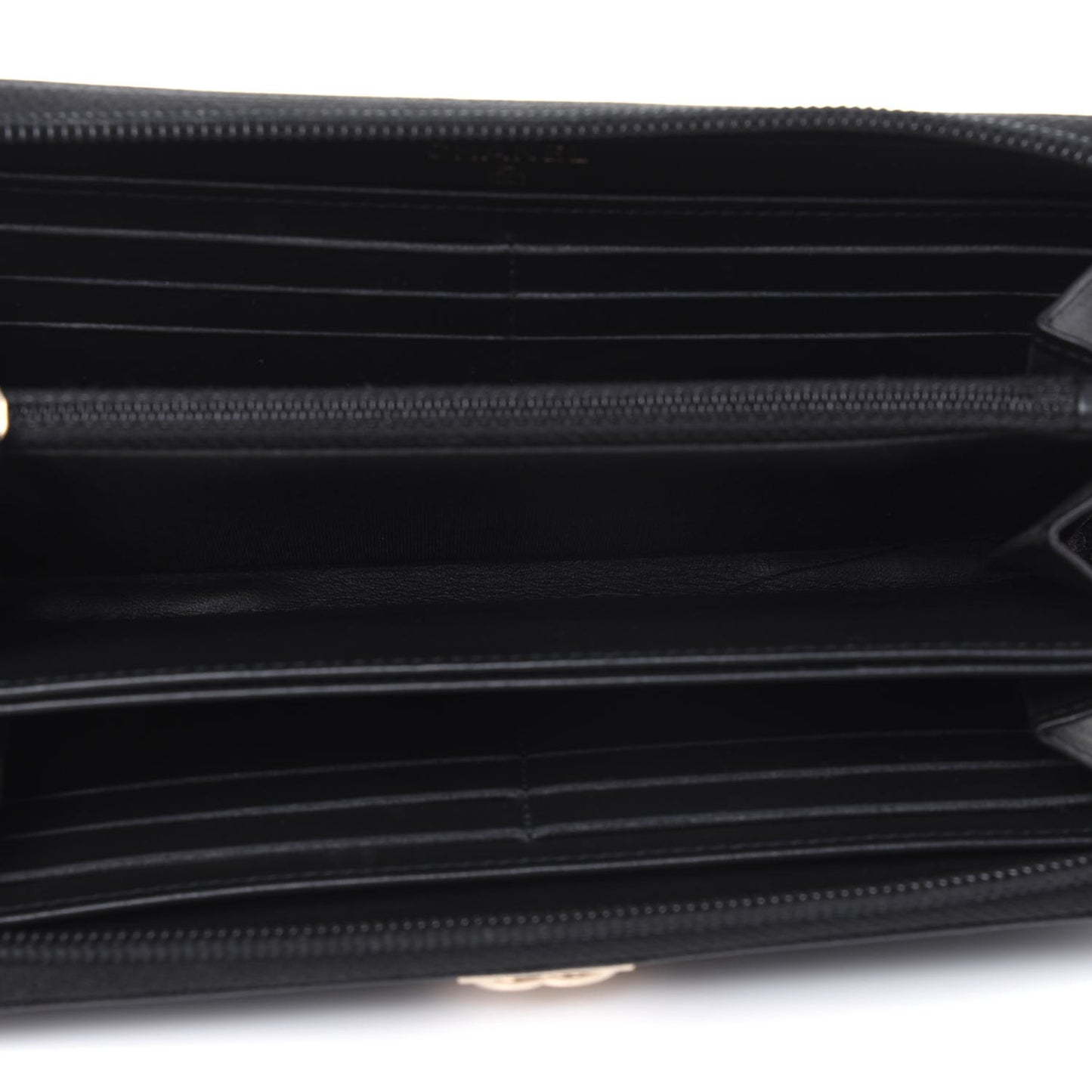 Caviar Quilted Boy Long Zip Around Wallet Black