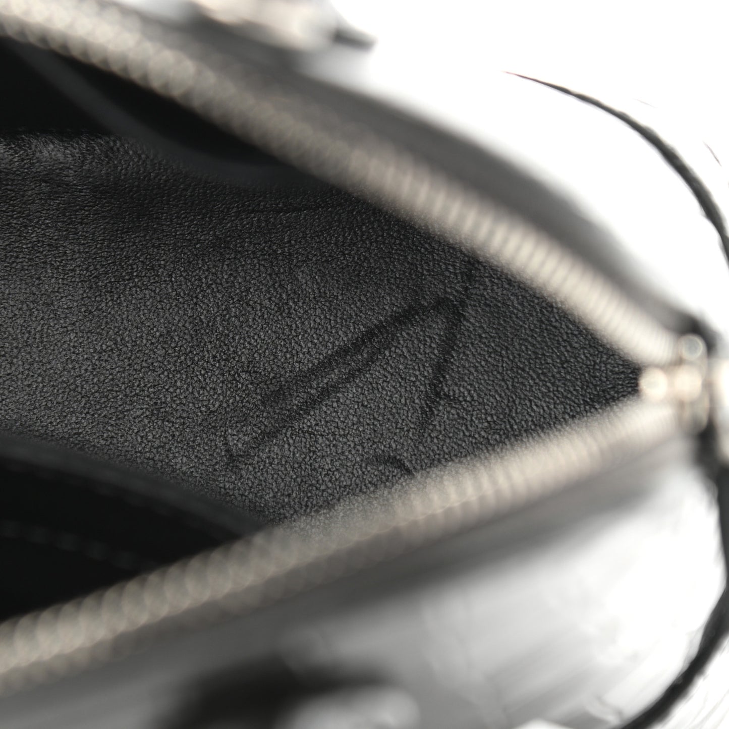 Shiny Calfskin Logo Crocodile Embossed XXS Ville Top Handle Bag Gray