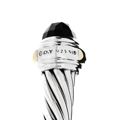 David Yurman Sterling Silver 14K Yellow Gold Black Onyx 7mm Cable Classics Bracelet 3 of 3