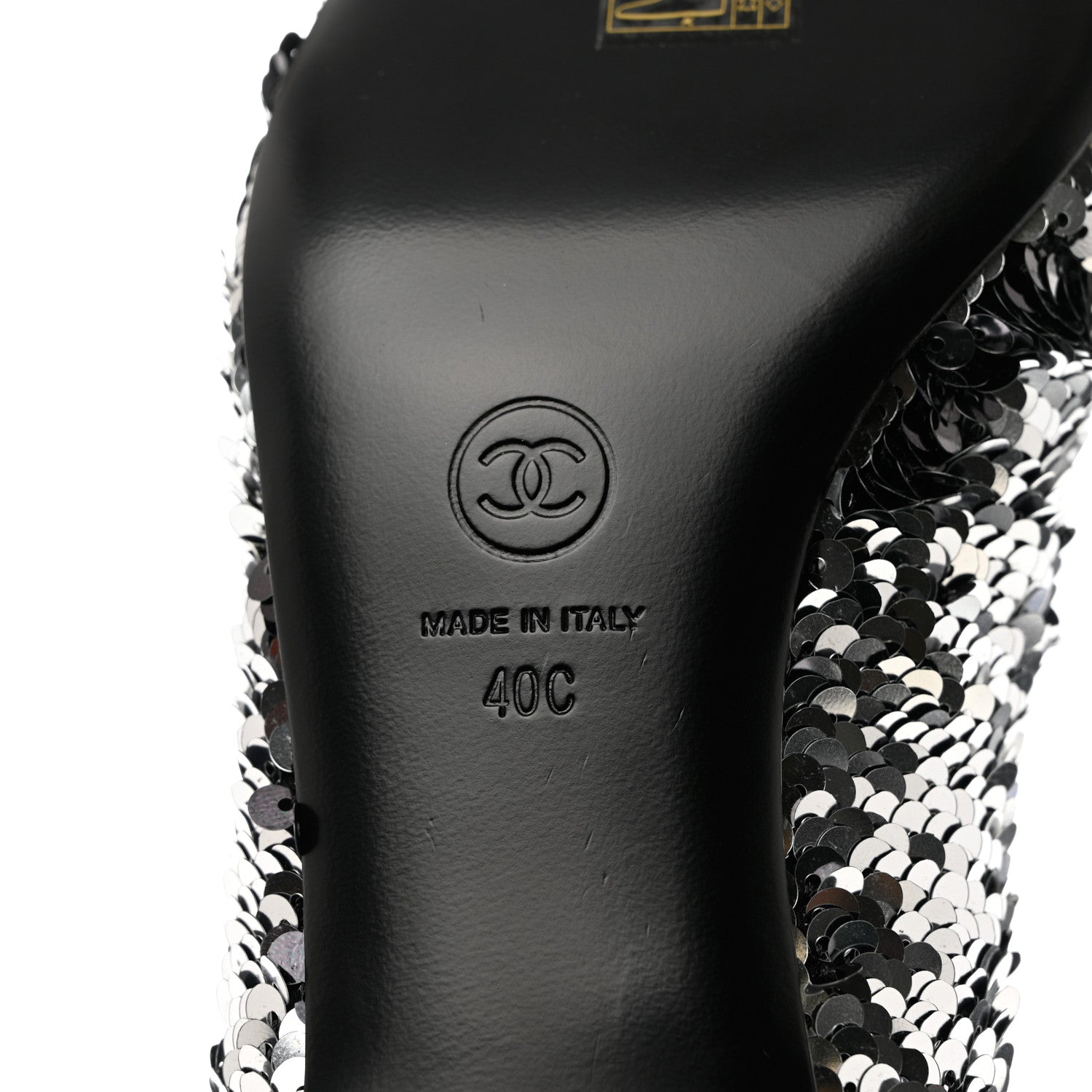 Chanel Sequin Patent Calfskin CC Pumps 40 Black Silver 8 of 10