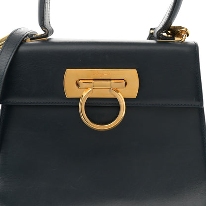 Salvatore Ferragamo Brushed Off Calfskin Small Iconic Top Handle Bag Navy 7 of 10