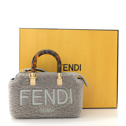 Fendi Sheepskin Vitello King Plexiglass Logo Embroidered Mini By The Way Top Handle Boston Ghiaccio 12 of 12