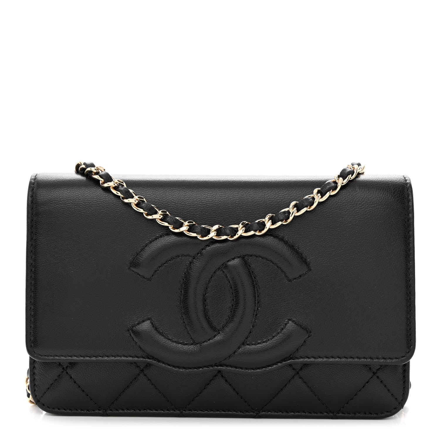 Chanel Goatskin Quilted Timeless CC Wallet On Chain WOC Black 1 of 13