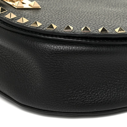 Valentino Garavani Grained Calfskin Rockstud Saddle Bag Black 9 of 16