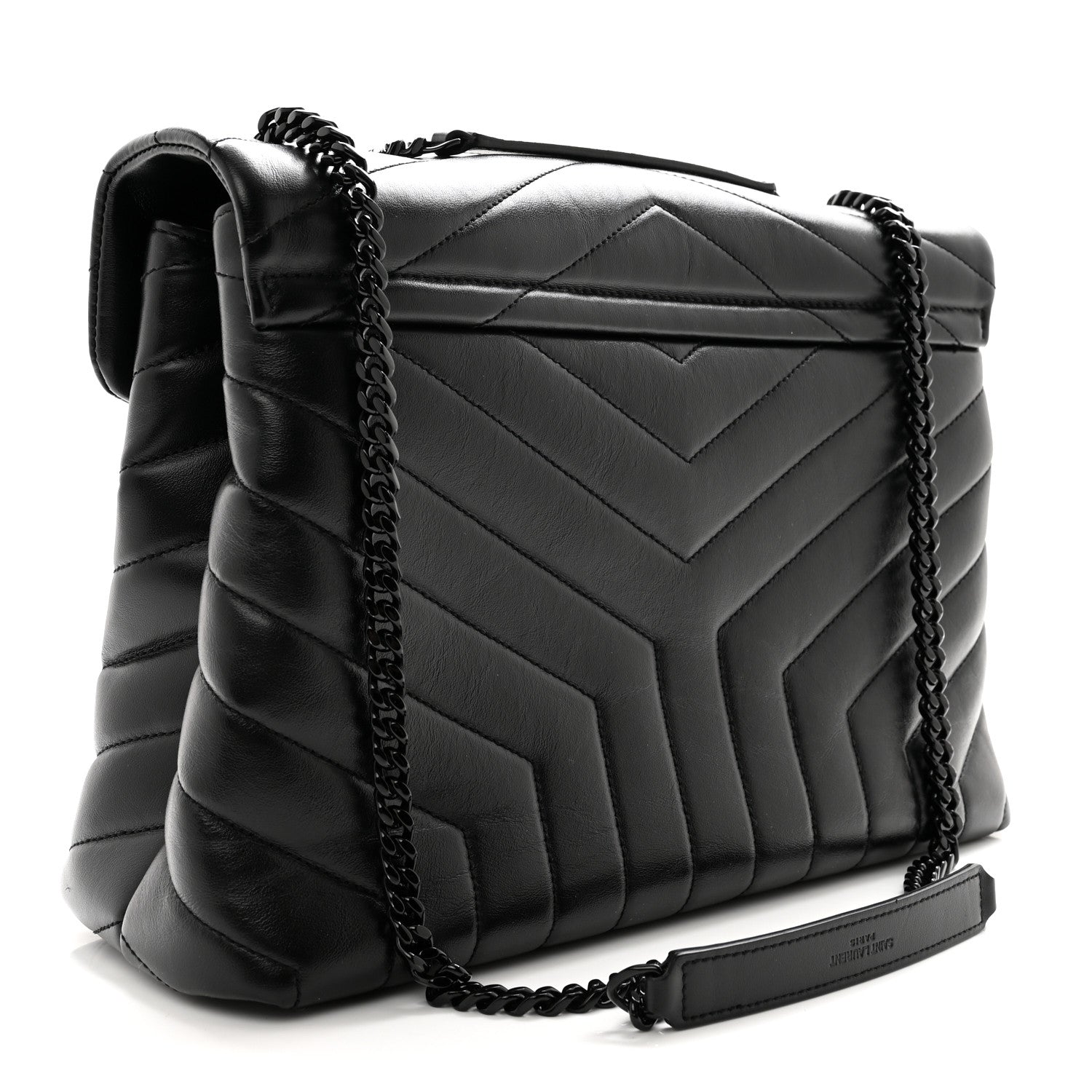 Saint Laurent Calfskin Y Quilted Monogram Monochrome Medium Loulou Chain Satchel Black 3 of 11