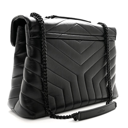 Saint Laurent Calfskin Y Quilted Monogram Monochrome Medium Loulou Chain Satchel Black 3 of 11