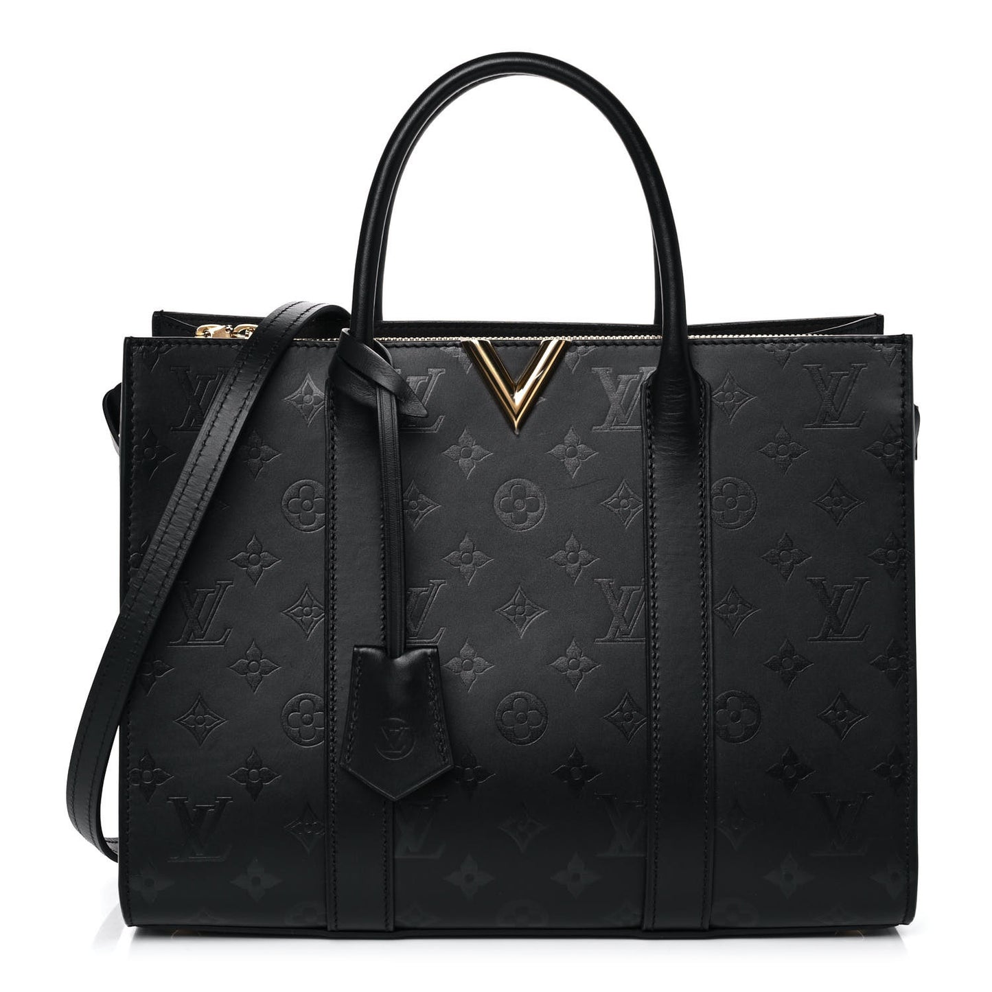 Monogram Cuir Plume Very Tote MM Black