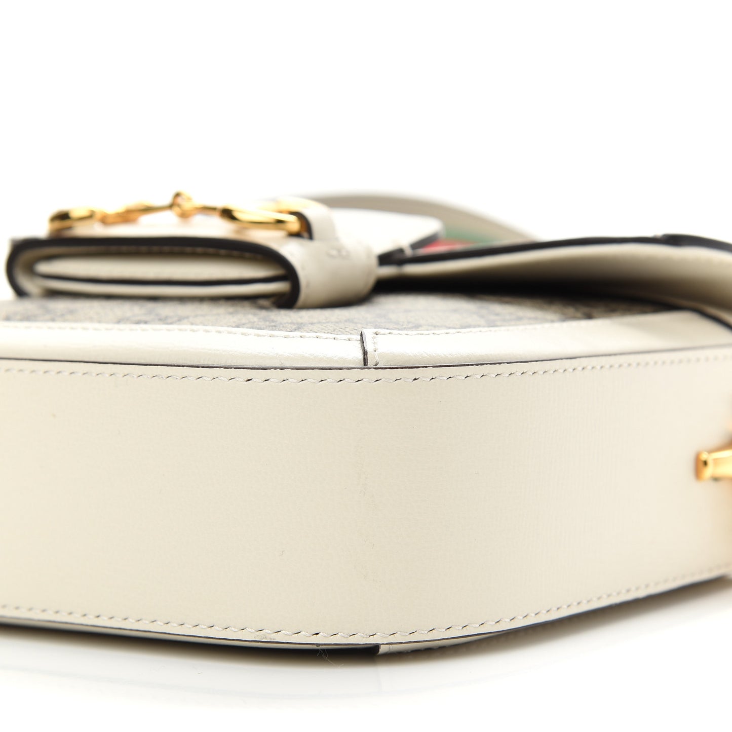 GG Supreme Monogram Web Mini Horsebit 1955 Shoulder Bag Beige Mystic White
