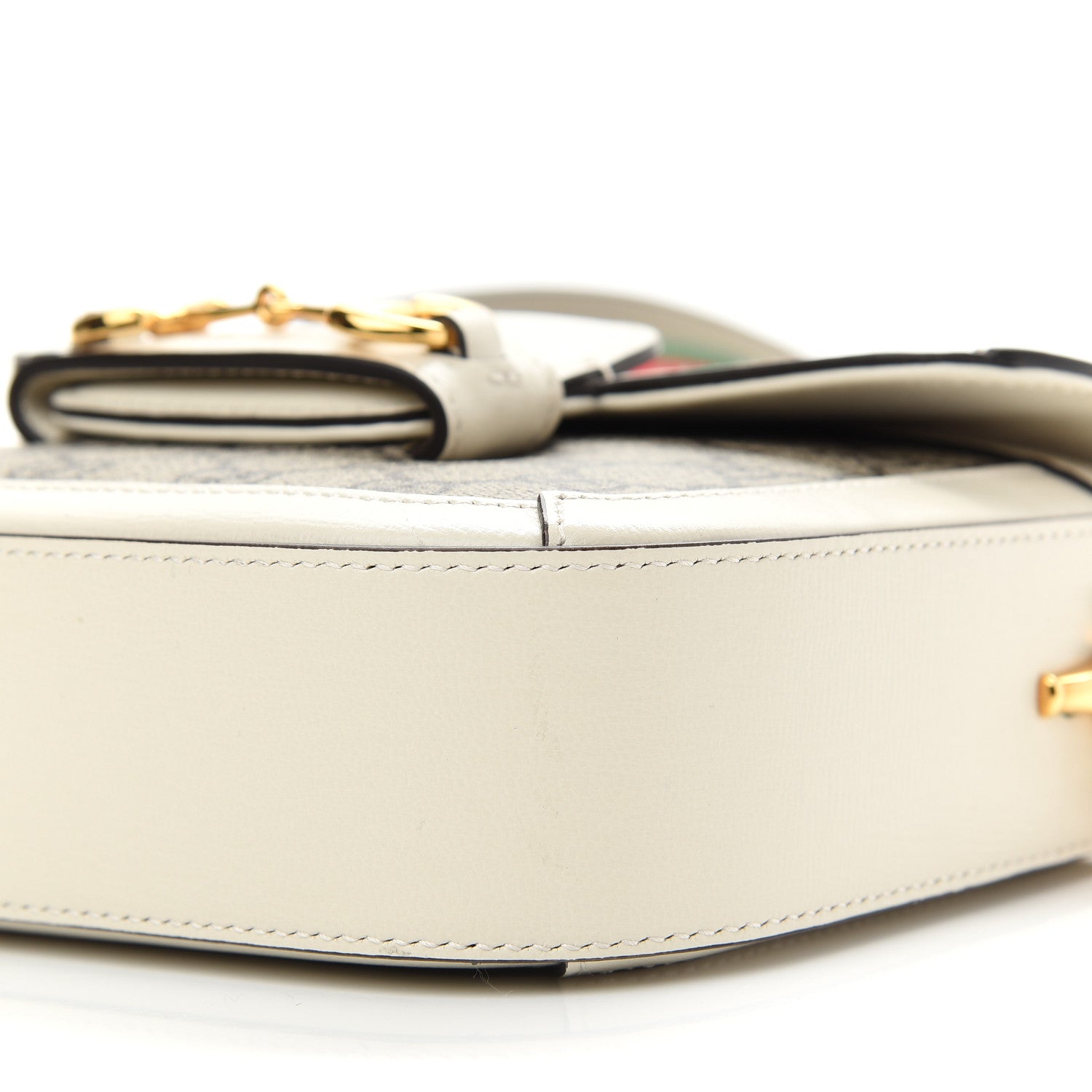 Gucci GG Supreme Monogram Web Mini Horsebit 1955 Shoulder Bag Beige Mystic White 9 of 9