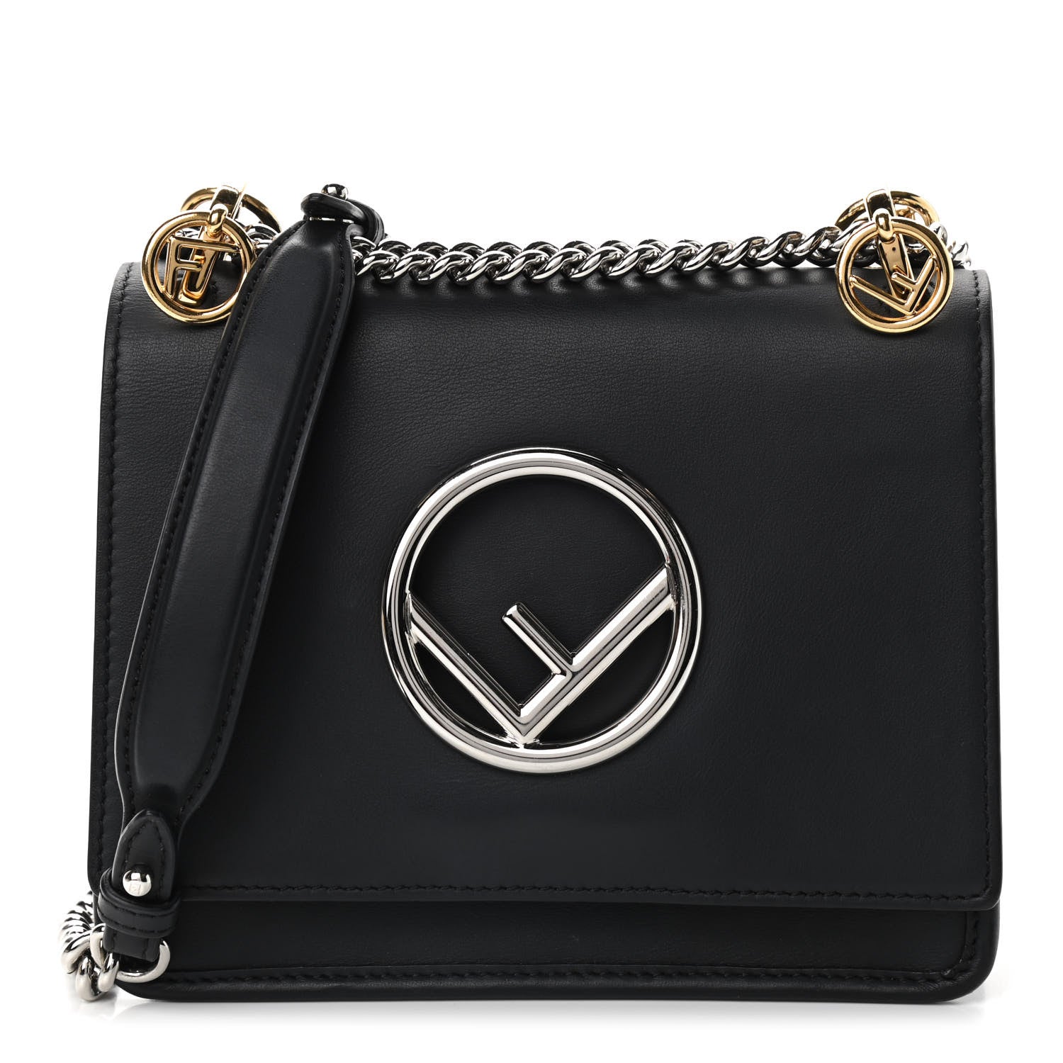 Fendi Vitello Century Opaco F is Fendi Small Kan I Shoulder Bag Black 1 of 9