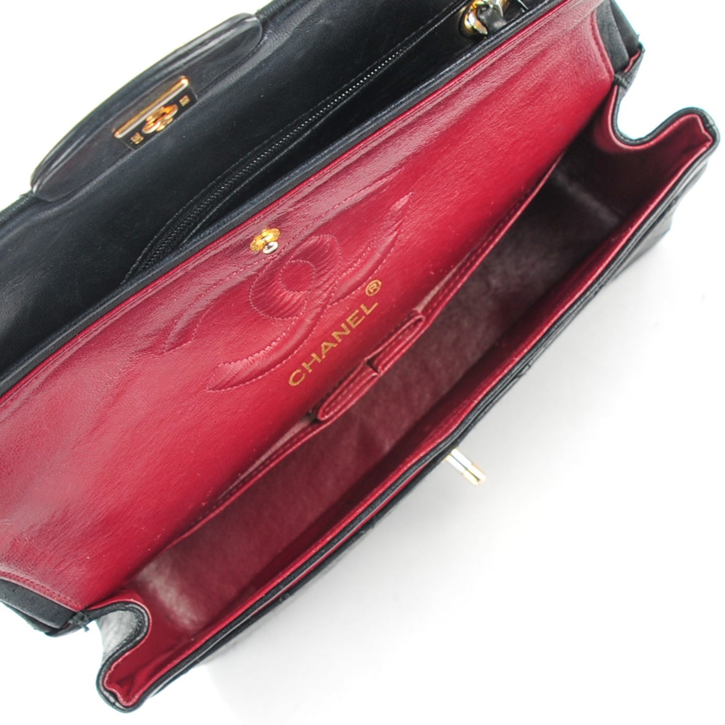Lambskin Quilted Medium Double Flap Black