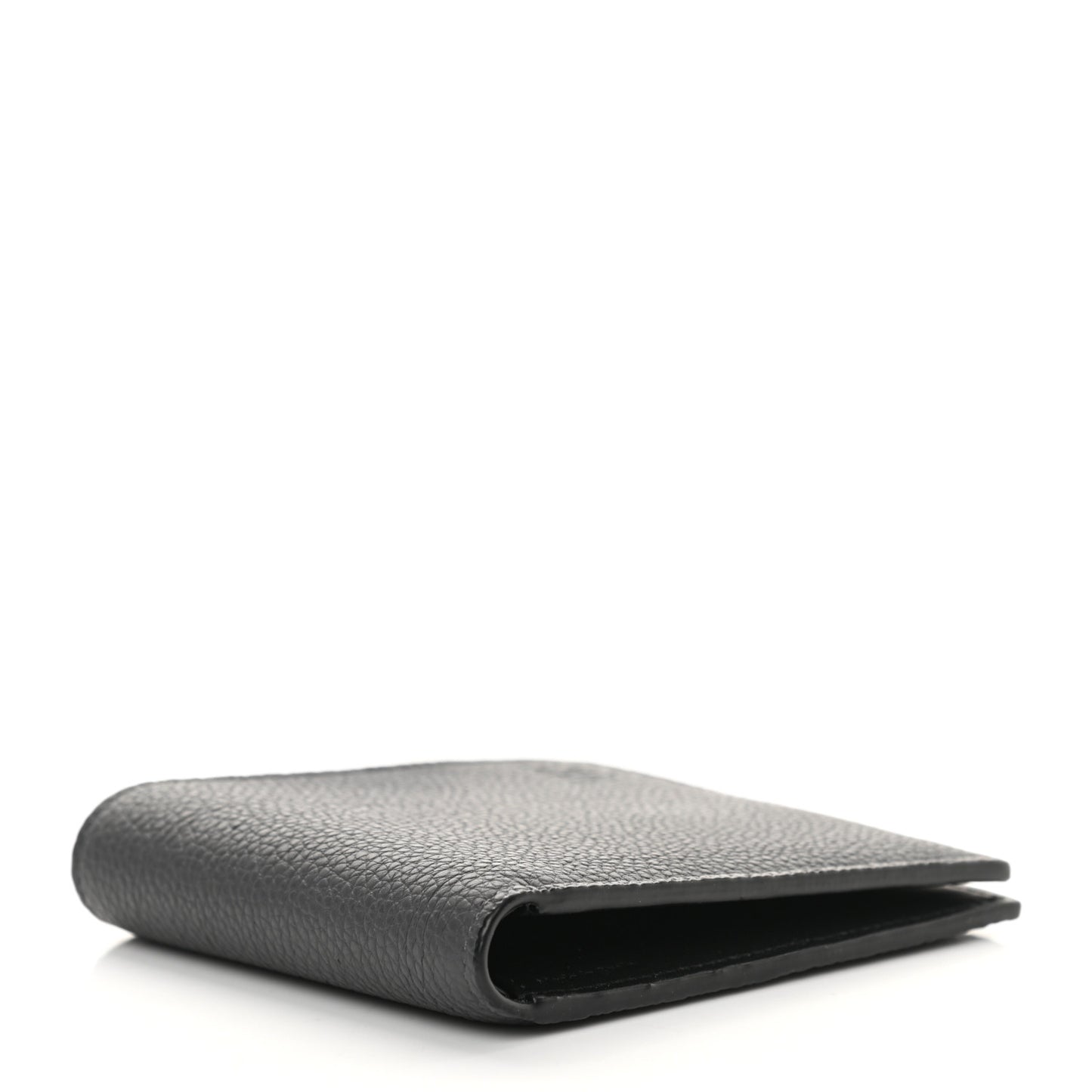 Grained Calfskin Bi-fold Wallet Grey Black