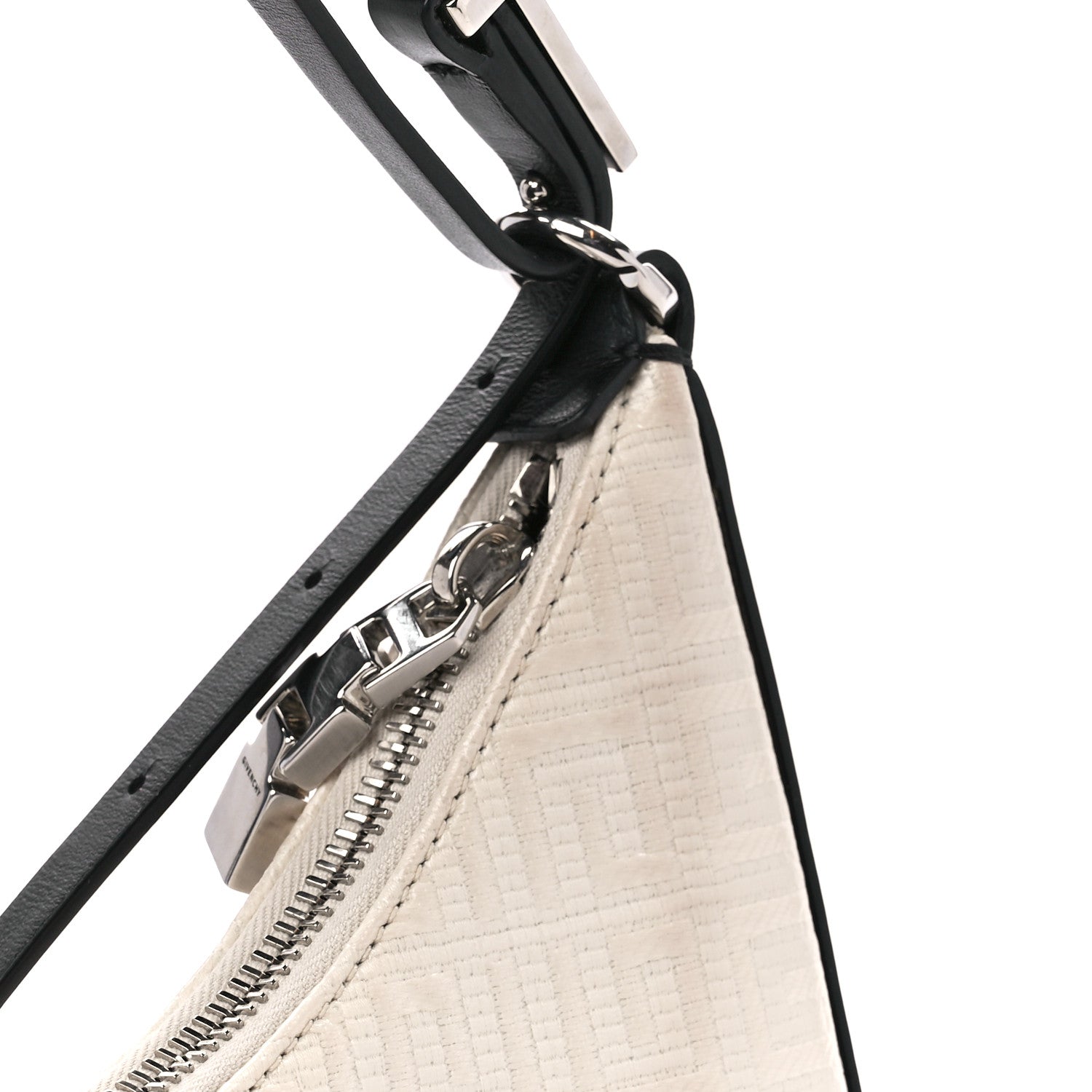 Givenchy Coated Canvas Logo 4G Embossed Small Moon Cut Out Shoulder Bag Ivory 11 of 12