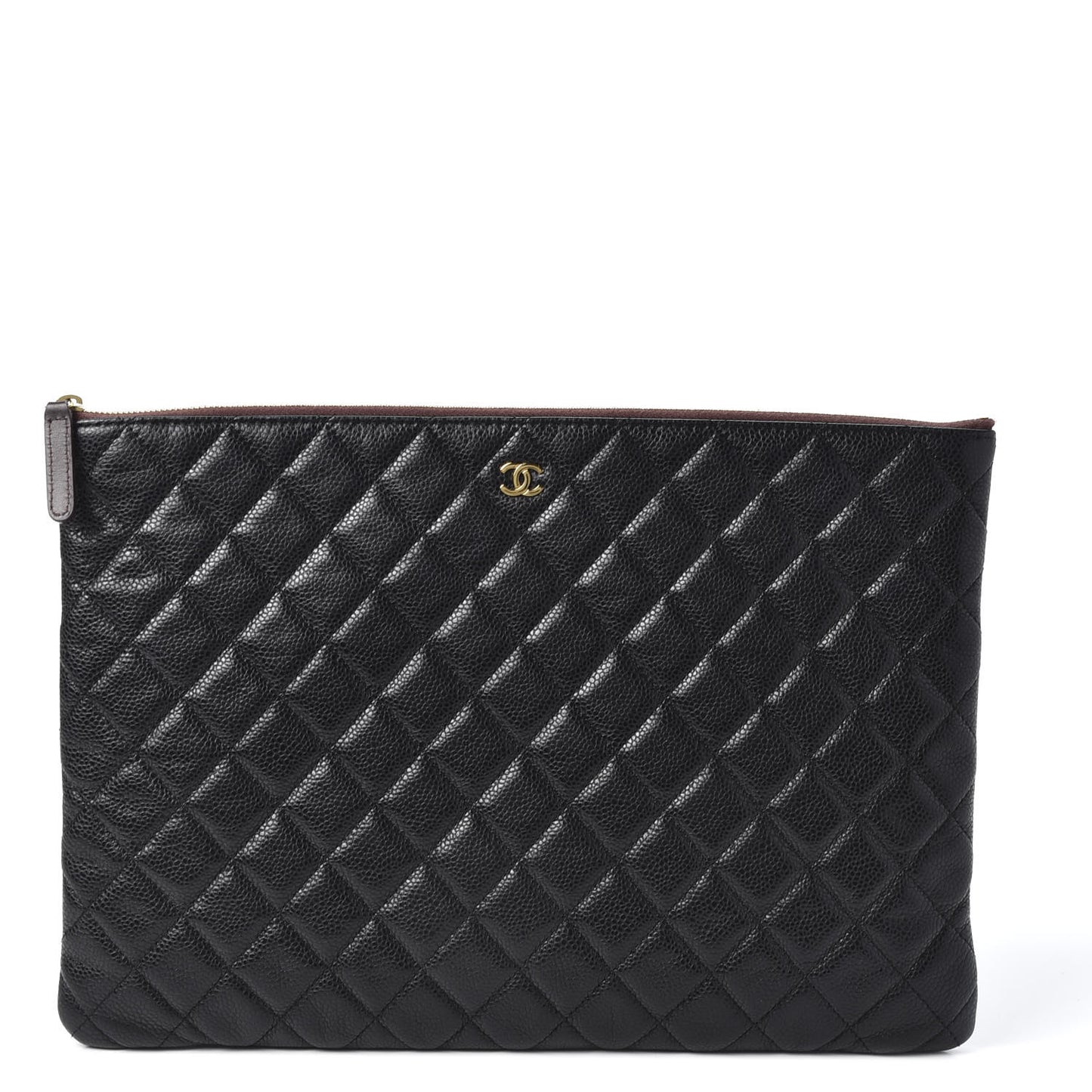 Caviar Quilted Large Cosmetic Case Black