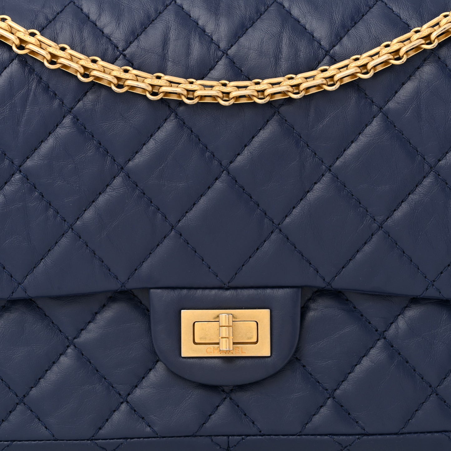 Aged Calfskin Quilted 2.55 Reissue 226 Flap Navy