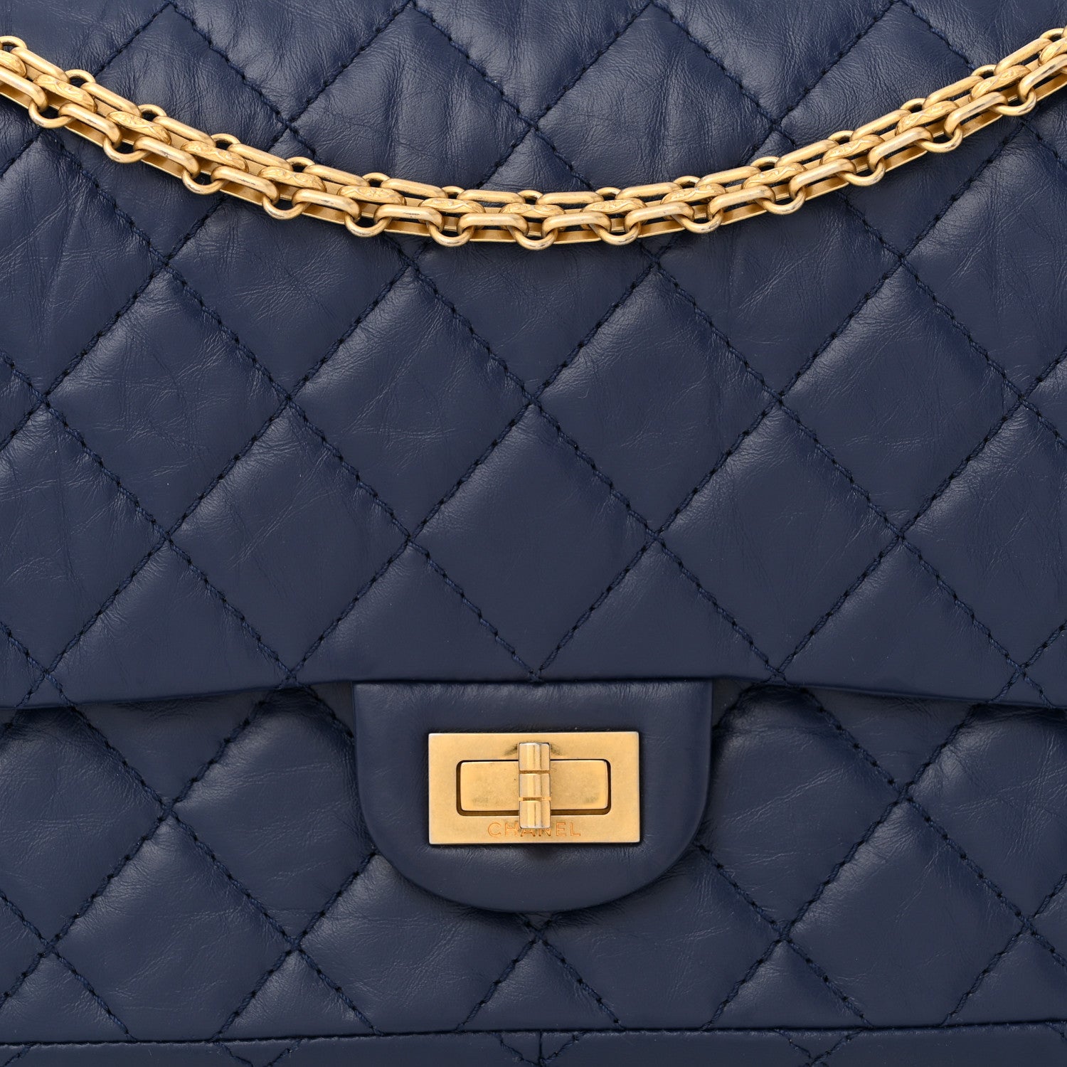 Chanel Aged Calfskin Quilted 2.55 Reissue 226 Flap Navy 8 of 10