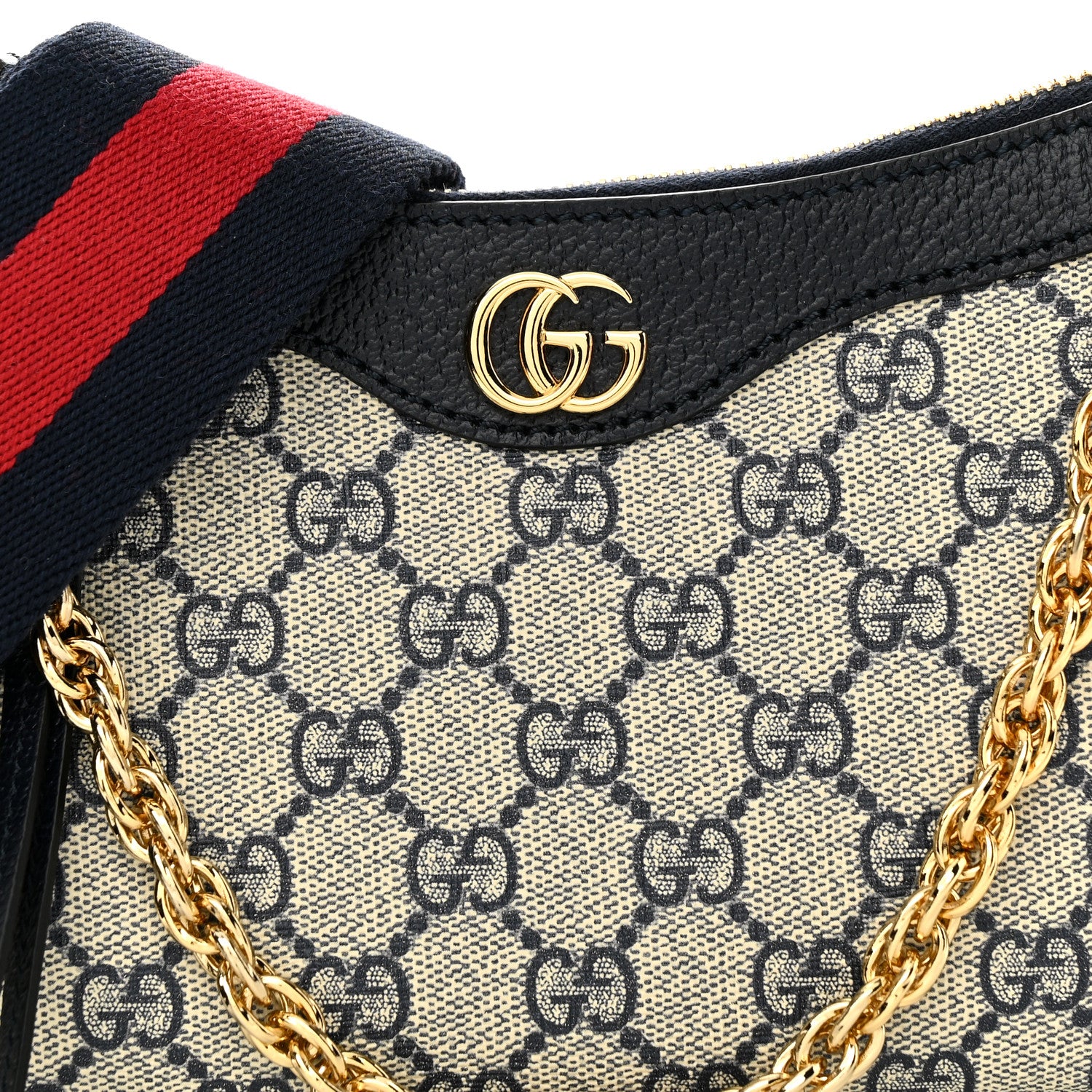 Gucci GG Supreme Monogram Textured Dollar Calfskin Web Small Ophidia GG Handbag Beige Blue 8 of 11